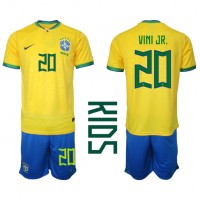 Koszulka piłkarska Brazylia Vinicius Junior #20 Strój Domowy dla dzieci MŚ 2022 tanio Krótki Rękaw (+ Krótkie spodenki)